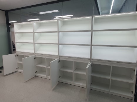 맞춤제작 주문 LED조명 경사선반 진열장
